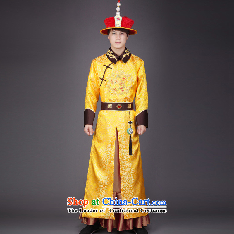 Time Syrian robes of the dragon, the emperor of the Qing Emperor Apparel clothing Zerubbabel costume Queen's clothing will stage performances videos clothing costumes yellow