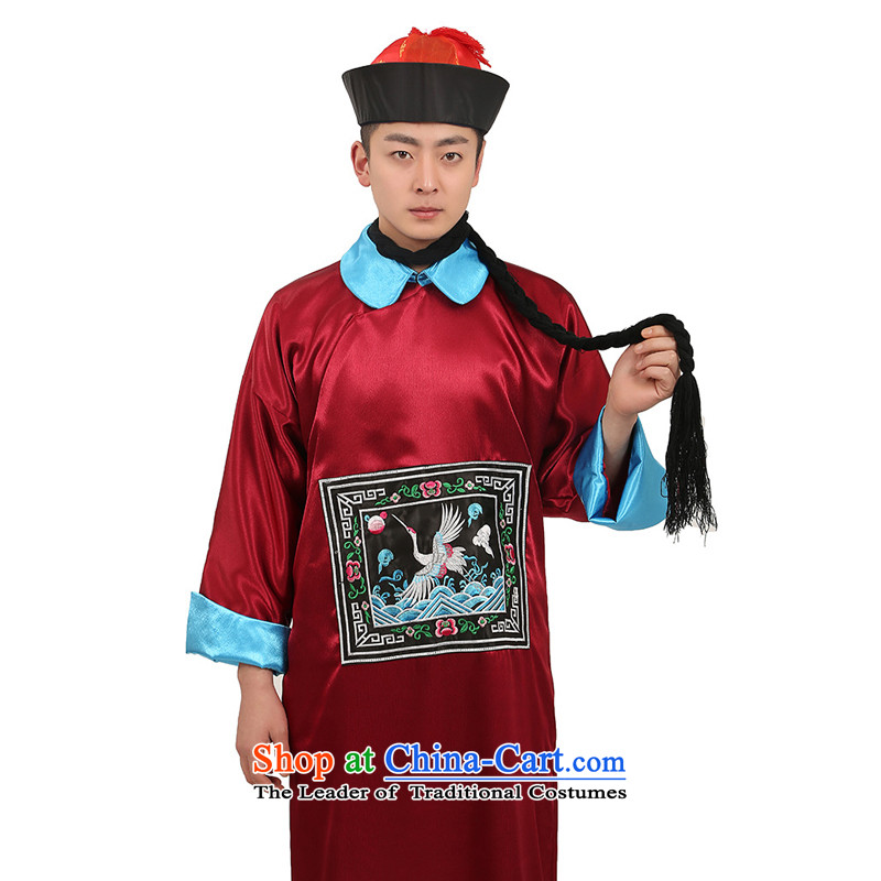 Time Syrian men wearing Qing dynasty ancient costumes. Eunuchs replacing Halloween costumes Halloween costume zombie bodyguard will deep red adult 160-175CM_