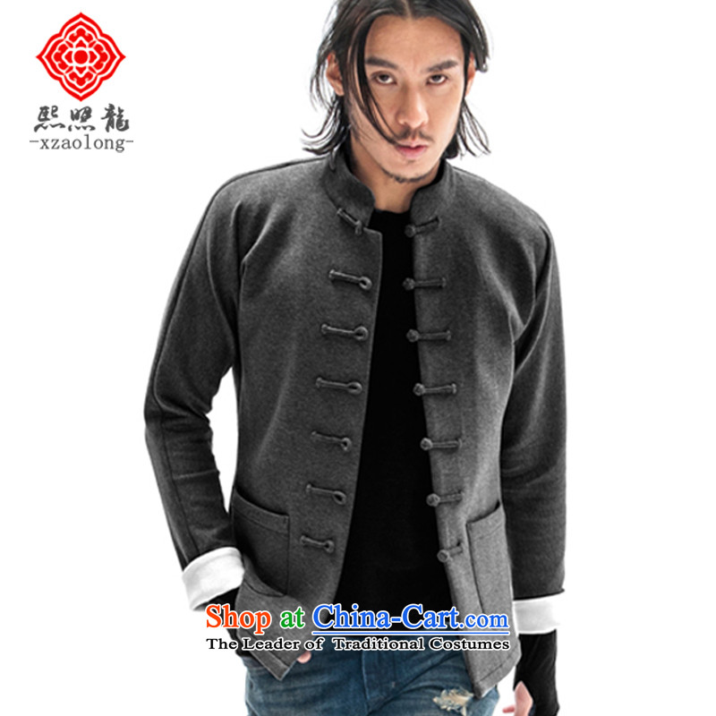 Hee-Snapshot Dragon Chinese wind even cuff tray clip Tang jackets Chinese Sau San sweater air layer sports top men light blue , L-hee (XZAOLONG snapshot lung) , , , shopping on the Internet