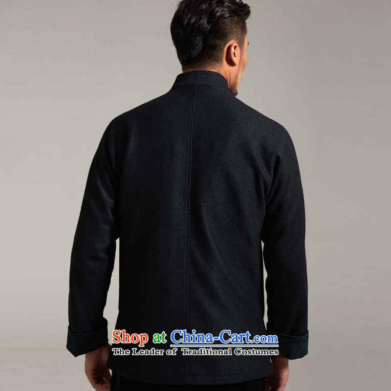 Fudo look forward to the winter, Tang dynasty spell color flip sleeve jacket Chinese knots in the autumn and winter 2015 T-shirt older New China wind men black 2XL, de fudo shopping on the Internet has been pressed.