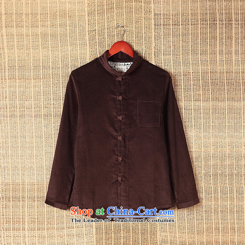Dan James New China wind corduroy shirt collar long-sleeved shirt leisure Sau San male and Tang dynasty retro fitted brown XXL pictures autumn, prices, brand platters! The elections are supplied in the national character of distribution, so action, buy now enjoy more preferential! As soon as possible.