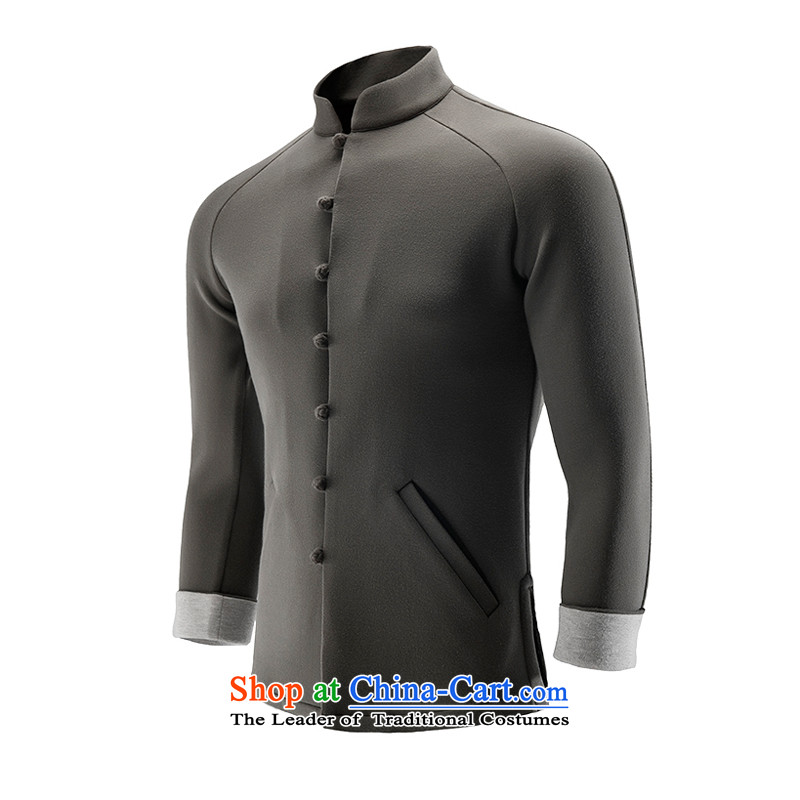 Hee-snapshot lung qiuchao men China wind sweater air layer jacket collar campaign Sau san wei yi-shoulder-sleeved shirt carbon M