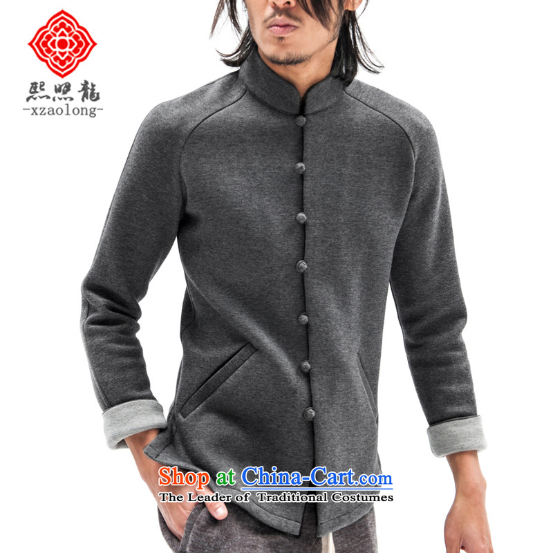 Hee-snapshot lung qiuchao men China wind sweater air layer jacket collar campaign Sau san wei yi-shoulder-sleeved T-shirt , dark gray-hee (XZAOLONG snapshot lung) , , , shopping on the Internet