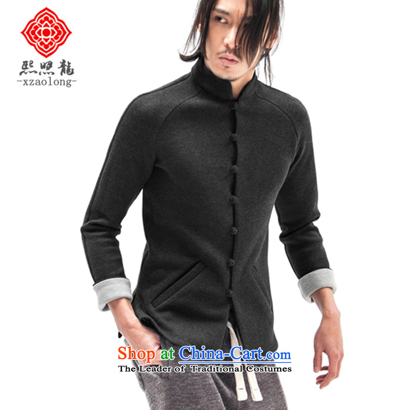 Hee-snapshot lung qiuchao men China wind sweater air layer jacket collar campaign Sau san wei yi-shoulder-sleeved T-shirt , dark gray-hee (XZAOLONG snapshot lung) , , , shopping on the Internet