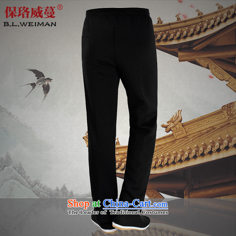 The Lhoba nationality Wei Overgrown Tomb in spring and autumn post new pure cotton pants thick in Tang older men father casual pants China wind men's trousers, black (Spring Loaded) 175/L, winter lint-free warranty of the Lhoba nationality Wei (B.L.WEIMAN