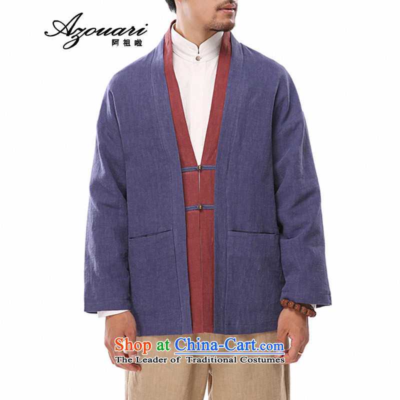 Azzu defense (azouari) China wind of autumn and winter men linen Chinese Disc clip relaxd Han-jacket cotton linen Tang jacket red XXL, AZZU AZOUARI () , , , shopping on the Internet