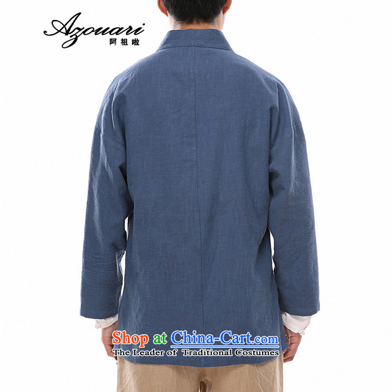 Azzu defense (azouari) China wind autumn men cotton linen long-sleeved sweater Chinese Han-men's jackets ball-blue , L, Azous Services (AZOUARI) , , , shopping on the Internet