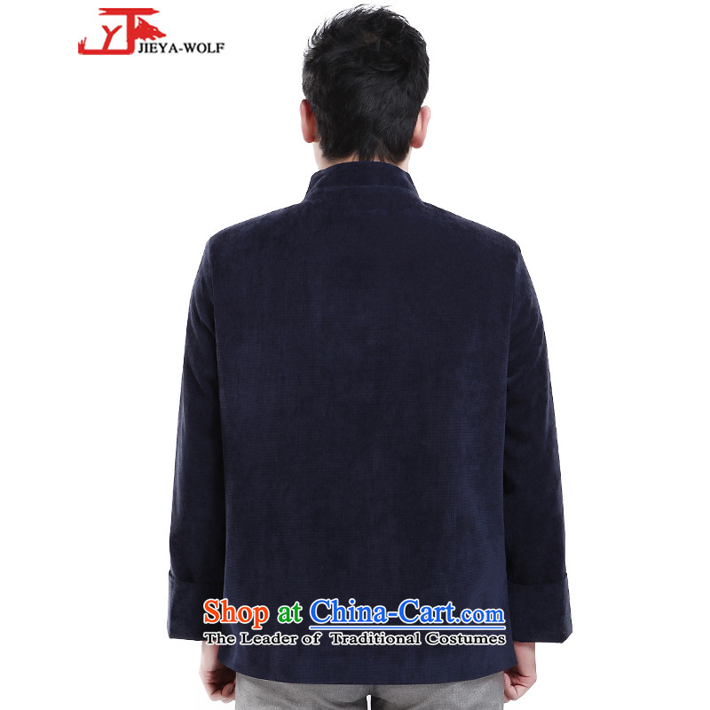 - Wolf JIEYA-WOLF, New Tang dynasty men's winter coats Spring and Autumn Chinese tunic pure color is smart casual dress Cotton + Service Blue double 175/L,JIEYA-WOLF,,, 730 shopping on the Internet
