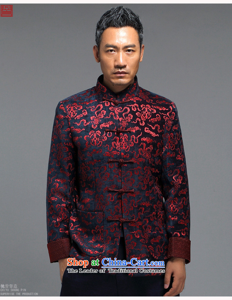 Renowned China wind in the autumn and winter 2015 older men stamp Tang Jacket coat Chinese improved temperament Tang Dynasty Xiangyun embroidery collar disc clip black jacket L picture, prices, brand platters! The elections are supplied in the national character of distribution, so action, buy now enjoy more preferential! As soon as possible.