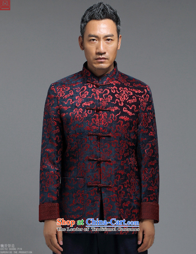 Renowned China wind in the autumn and winter 2015 older men stamp Tang Jacket coat Chinese improved temperament Tang Dynasty Xiangyun embroidery collar disc clip black jacket XL pictures, prices, brand platters! The elections are supplied in the national character of distribution, so action, buy now enjoy more preferential! As soon as possible.