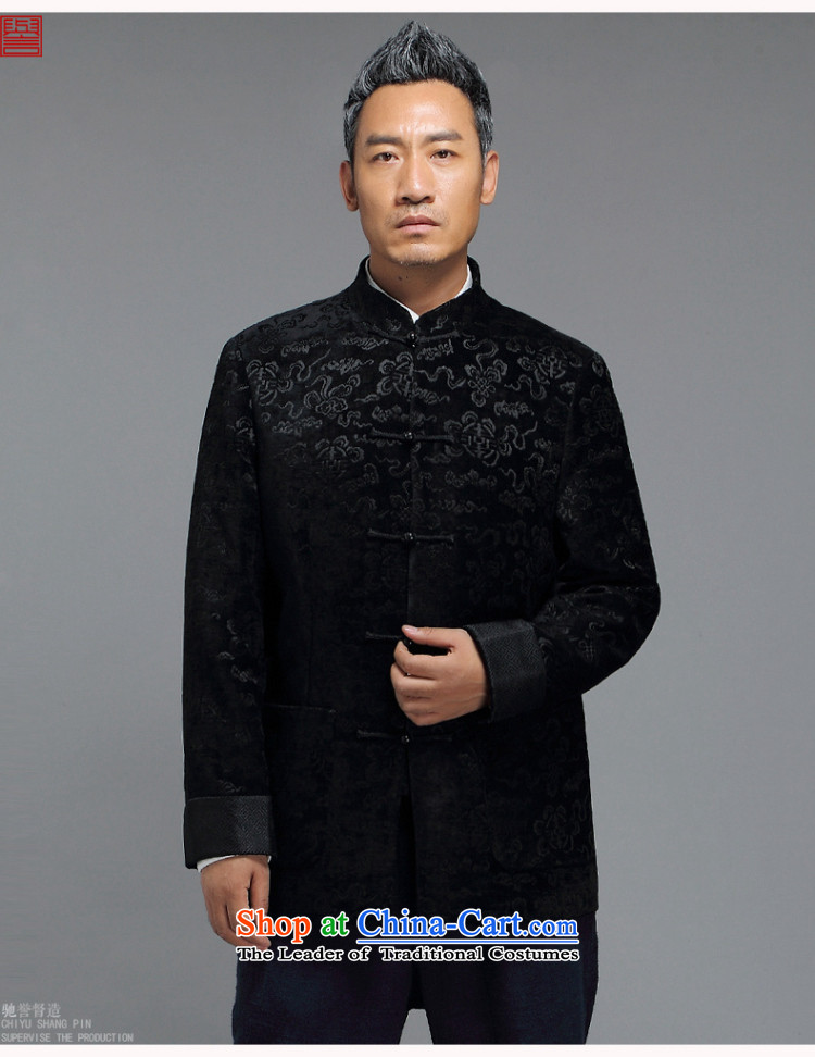 Renowned China wind in the autumn and winter 2015 older men stamp Tang Jacket coat Chinese improved temperament Tang Dynasty Xiangyun embroidery collar disc clip black jacket XL pictures, prices, brand platters! The elections are supplied in the national character of distribution, so action, buy now enjoy more preferential! As soon as possible.