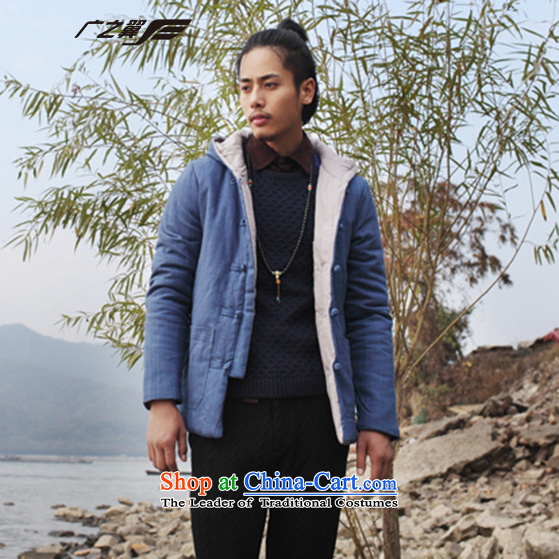Wide Wing men Chinese men Tang dynasty ãþòâ male retro ethnic Republic of Korea Disc Clip cap cotton robe jacket thick services Peacock Blue XXL, Wide Wing , , , shopping on the Internet