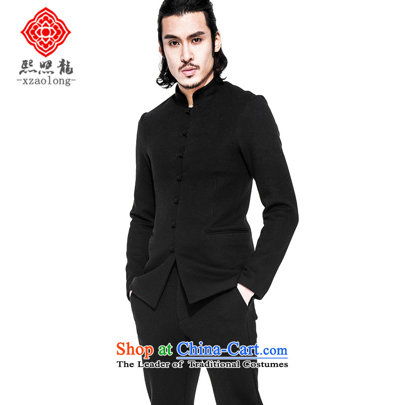 Hee-Snapshot Lung Men fall Chinese collar Chinese tunic improved Sau San Tong installed China wind jacket is cotton Space Black , L-hee (XZAOLONG snapshot lung) , , , shopping on the Internet