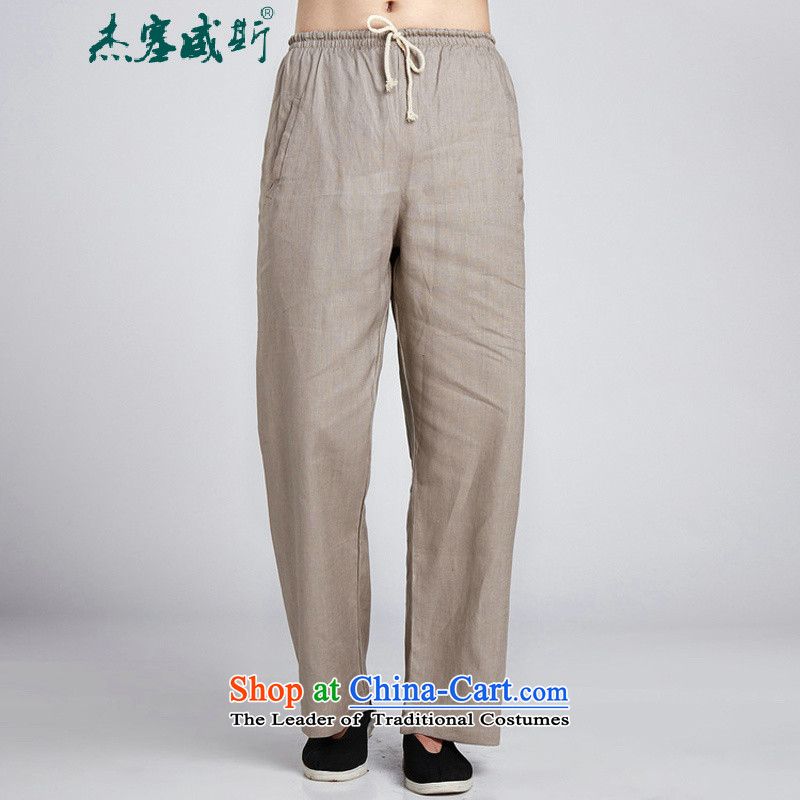 In Wiesbaden, Cheng Kejie new products fall inside men linen Tang Dynasty Chinese long-sleeved Long Pants Shirts in China wind Tang Dynasty Chinese tunic Han-Men's Shirt + pants navy blue one grain of detained 05 M, Cheng Kejie packaged in Wisconsin, , ,