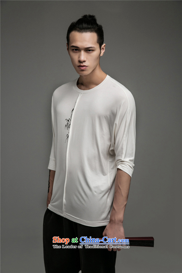 Dan Jie Shi China wind retro modal round-neck collar Zen Chinese Sau San Tong Yi casual fifth in the autumn thin cuff cuff men White XL Photo, prices, brand platters! The elections are supplied in the national character of distribution, so action, buy now enjoy more preferential! As soon as possible.