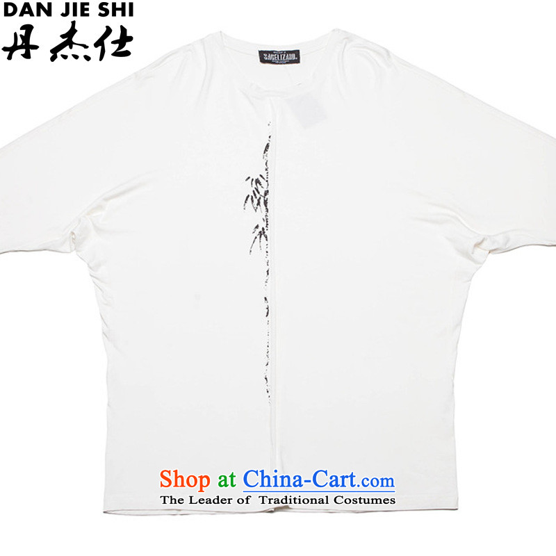 Dan Jie Shi China wind retro modal round-neck collar Zen Chinese Sau San Tong Yi casual fifth in the autumn thin cuff cuff men White XL, Dan Jie Shi (DANJIESHI) , , , shopping on the Internet