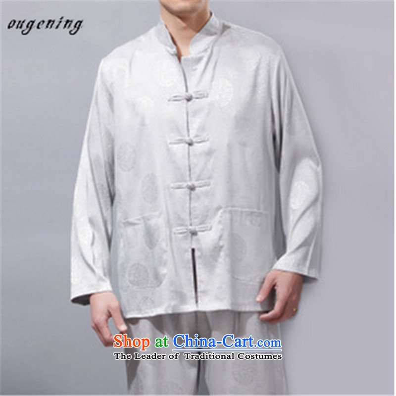 The name of the 2015 autumn of the OSCE new middle-aged men China wind Tang Dynasty Package leisure father long-sleeved shirt with the elderly in the Tang dynasty white 180, OSCE, lemonade (ougening) , , , shopping on the Internet