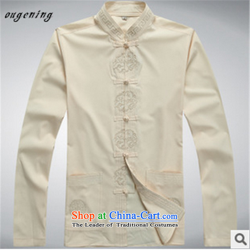 The name of the 2015 autumn of the OSCE New China wind men Tang Dynasty Package men T-shirt l retro. Replace white 175 older grandpa OSCE (ougening lemonade Grid) , , , shopping on the Internet