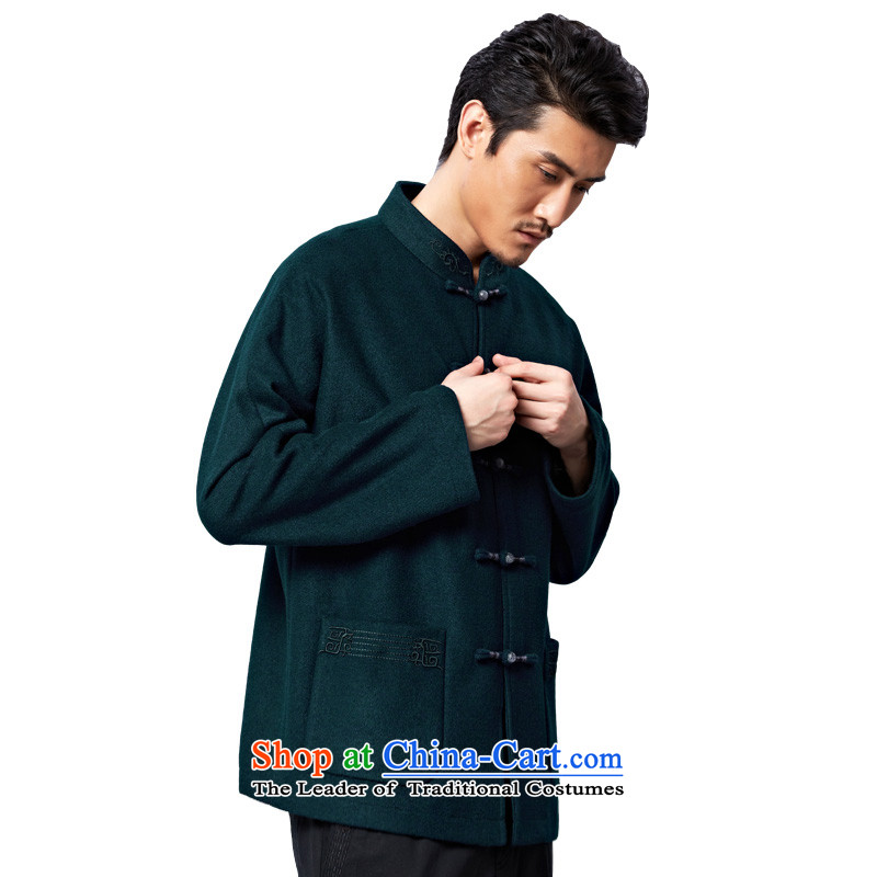 To Tang Dynasty Dragon 2015 autumn and winter New China wind men wool coat 15,561 detained tray blue-green blue-green 46 to lung , , , shopping on the Internet