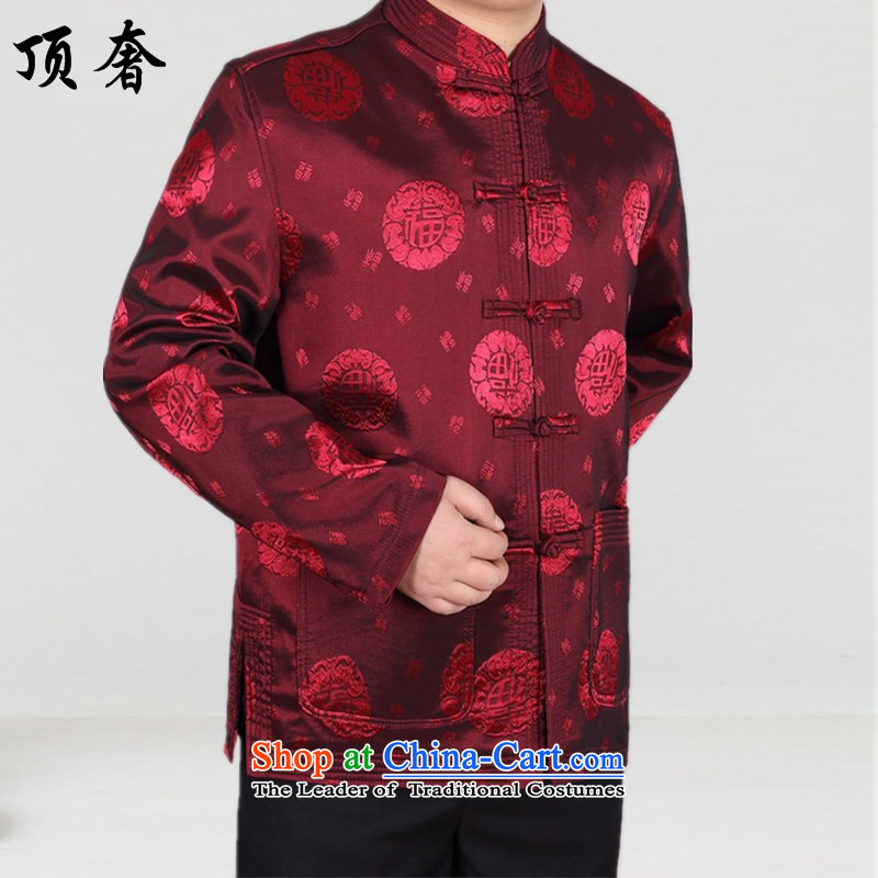 Top 15 luxury, in spring and autumn new older men long-sleeved jacket loose version father red middle-aged man Tang dynasty during the spring and autumn jacket coat 190, red top luxury shopping on the Internet has been pressed.