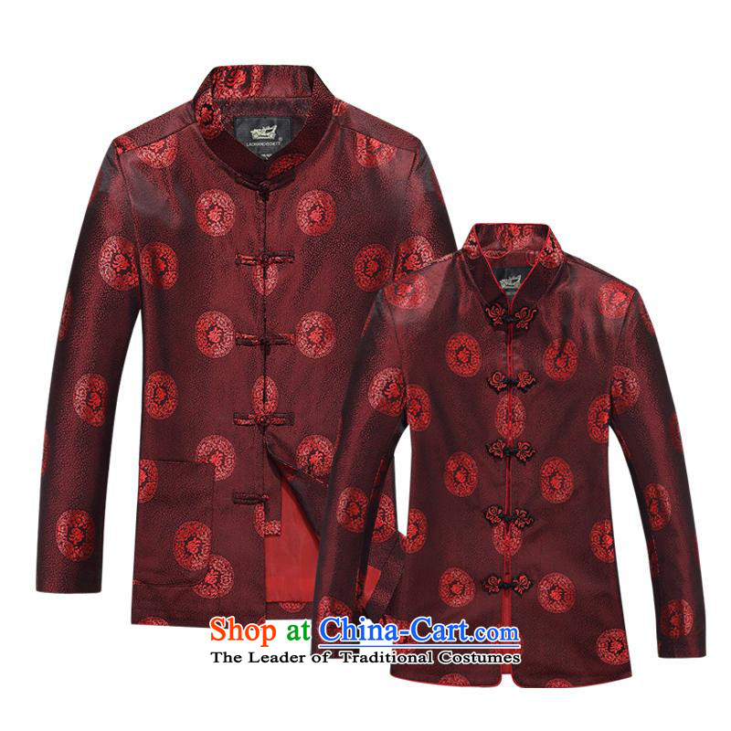 The autumn and winter new Fu Lu Shou Men long-sleeved Tang Dynasty Package Mock-neck Chinese tunic older tapes tai chi services the Van Gogh hash XXL, red (MUFONCE) , , , shopping on the Internet