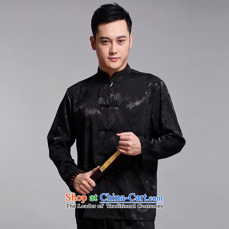 Tang Dynasty Men long-sleeved kit autumn and winter new products men cotton linen collar Chinese tunic of older Tang Dynasty Package Boxed 1518 Yellow DAD package the Van Gogh hash (185XXXL, MUFONCE) , , , shopping on the Internet