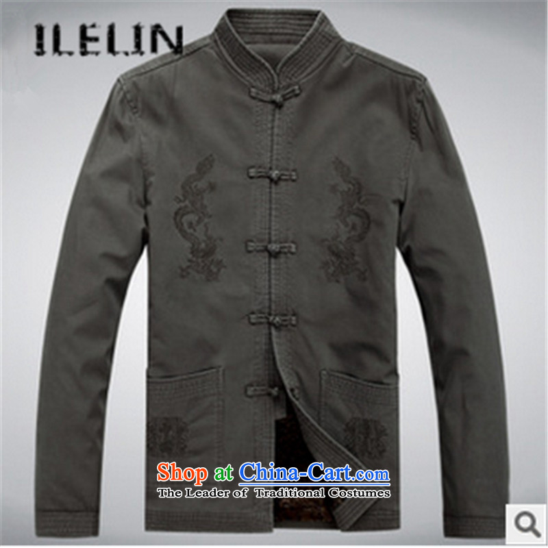 The fall of new ILELIN2015 Pure Cotton Men the Tang dynasty, lint-free long-sleeved sweater in older Chinese clothing Chinese Men's Mock-Neck jacket dark blue cotton 180,ILELIN,,, plus Online Shopping