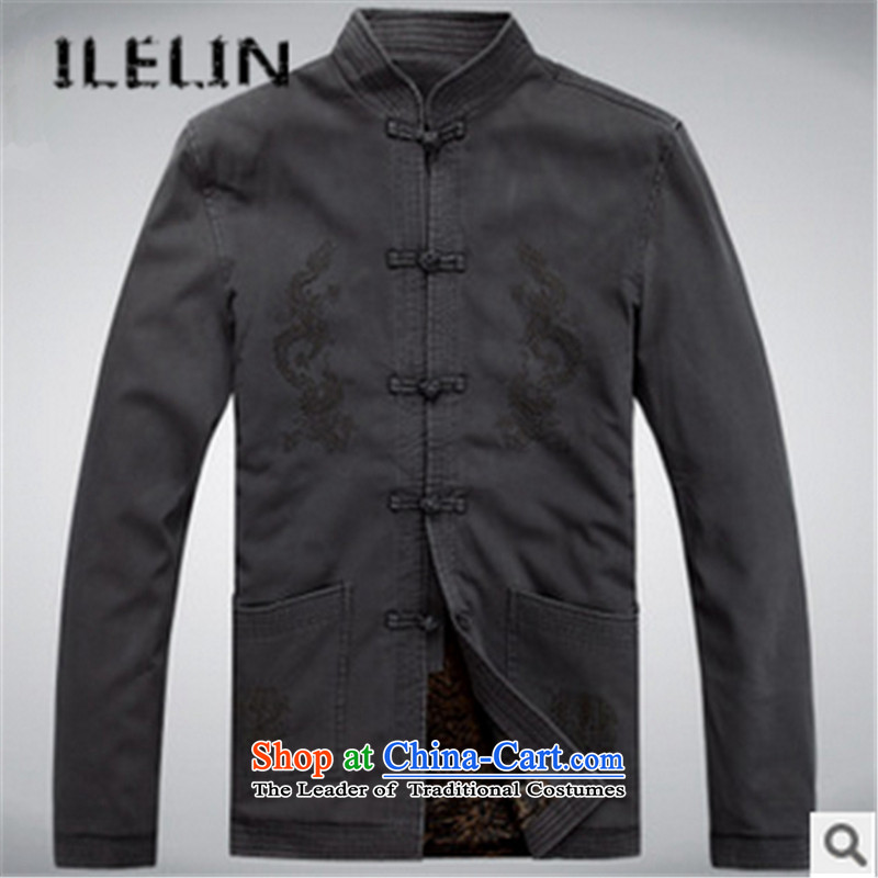 The fall of new ILELIN2015 Pure Cotton Men the Tang dynasty, lint-free long-sleeved sweater in older Chinese clothing Chinese Men's Mock-Neck jacket dark blue cotton 180,ILELIN,,, plus Online Shopping