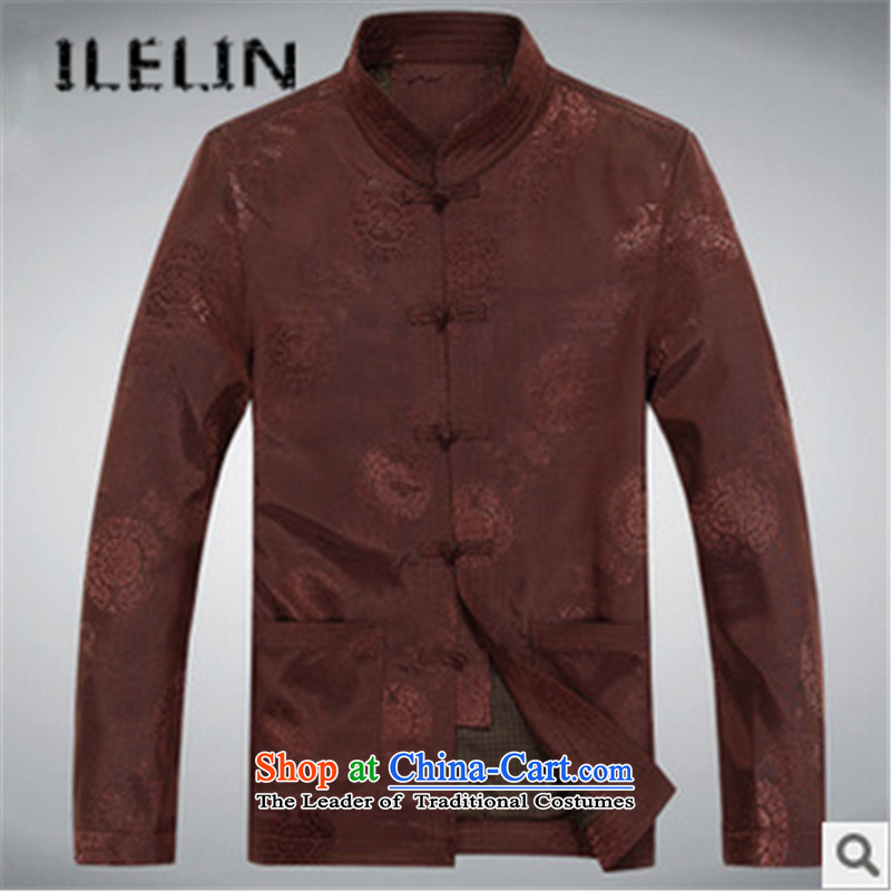 The fall in the new ILELIN2015 older men Tang Gown long sleeve jacket coat Chinese collar leisure father replacing Tang Red 180,ILELIN,,, antique shopping on the Internet