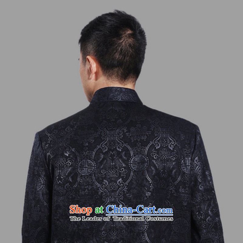 In accordance with the fuser retro ethnic Chinese improved collar suit single row detained father replacing Tang jackets Lgd/m0043# -A dark blue gel to , , , 3XL, shopping on the Internet
