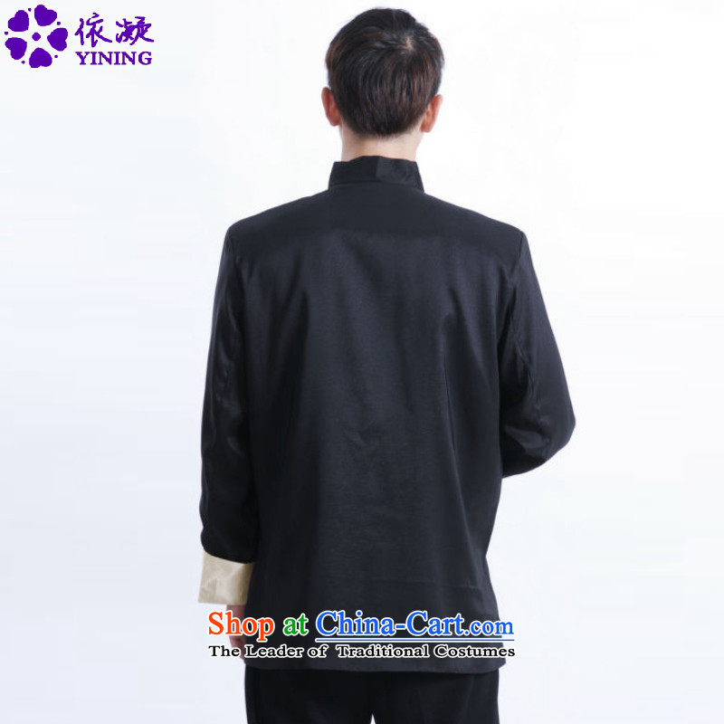 In accordance with the old fuser men retro ethnic Men's Mock-Neck Shirt embroidered with Father Tang jackets LGD/M1011# black , L, in accordance with the fuser has been pressed shopping on the Internet