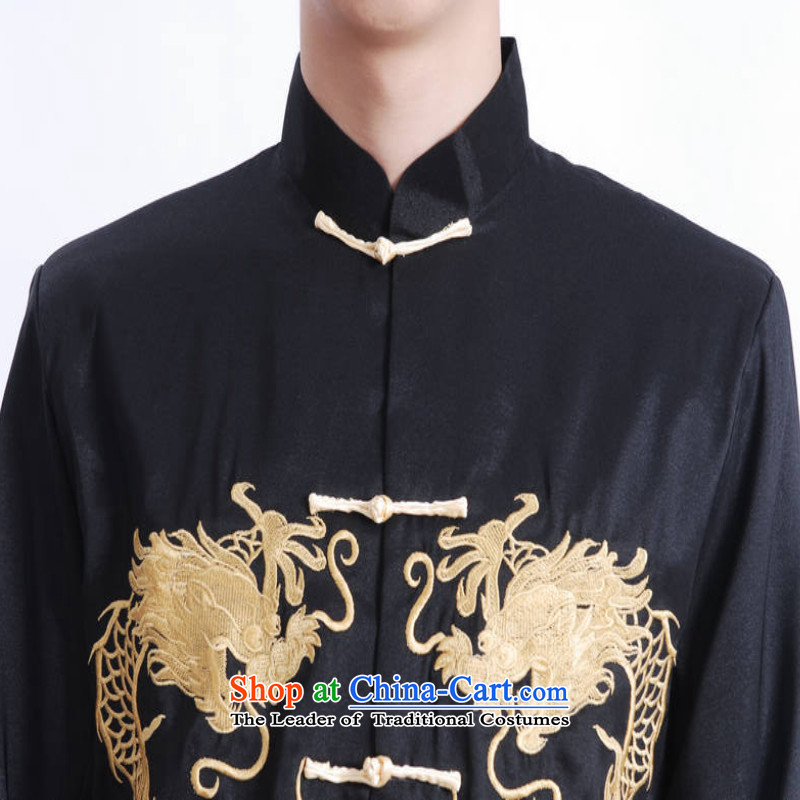 In accordance with the old fuser men retro ethnic Men's Mock-Neck Shirt embroidered with Father Tang jackets LGD/M1011# black , L, in accordance with the fuser has been pressed shopping on the Internet