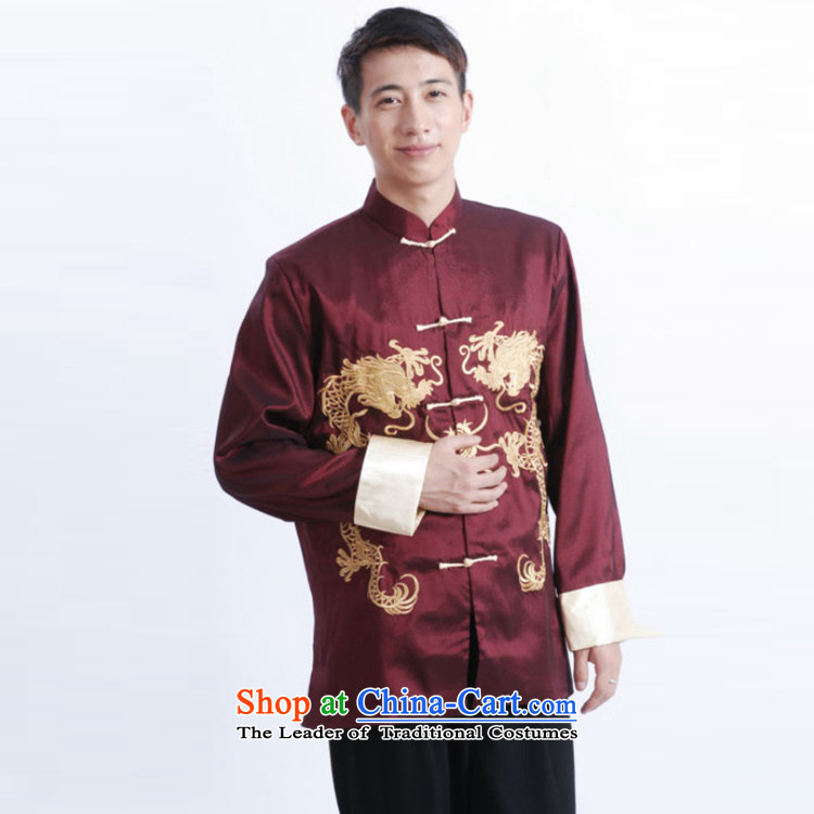 In accordance with the fuser retro ethnic Chinese long-sleeved shirt improved Men's Mock-Neck Ssangyong embroidery in older father replacing Tang jackets LGD/M1013# wine red 2XL Photo, prices, brand platters! The elections are supplied in the national character of distribution, so action, buy now enjoy more preferential! As soon as possible.
