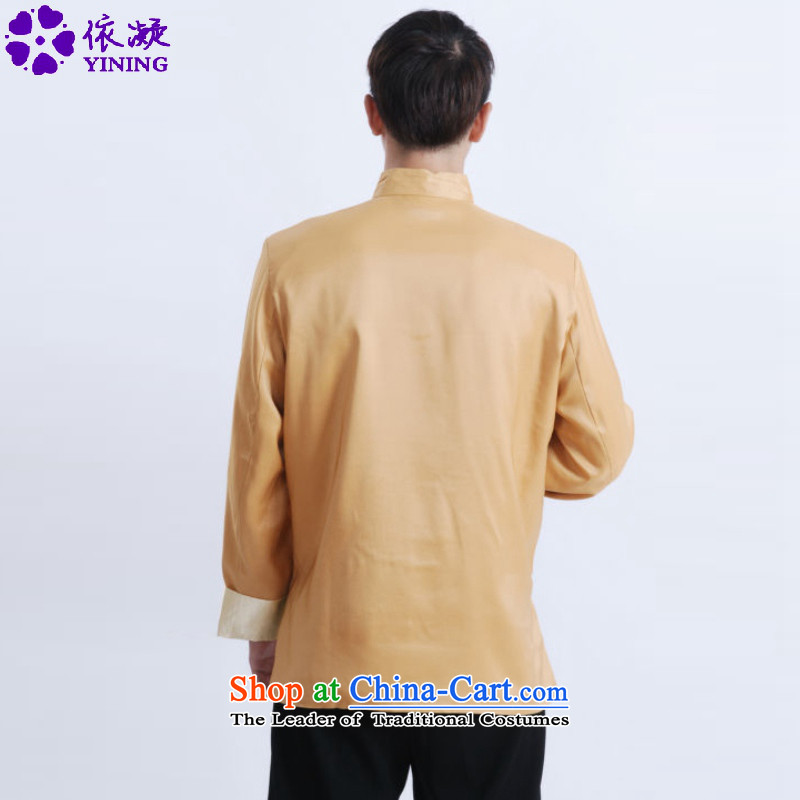 In accordance with the fuser retro national wind spring and autumn in new stylish older Chinese improved load father Tang jackets Lgd/m1009# Yellow XL, in accordance with the fuser has been pressed shopping on the Internet