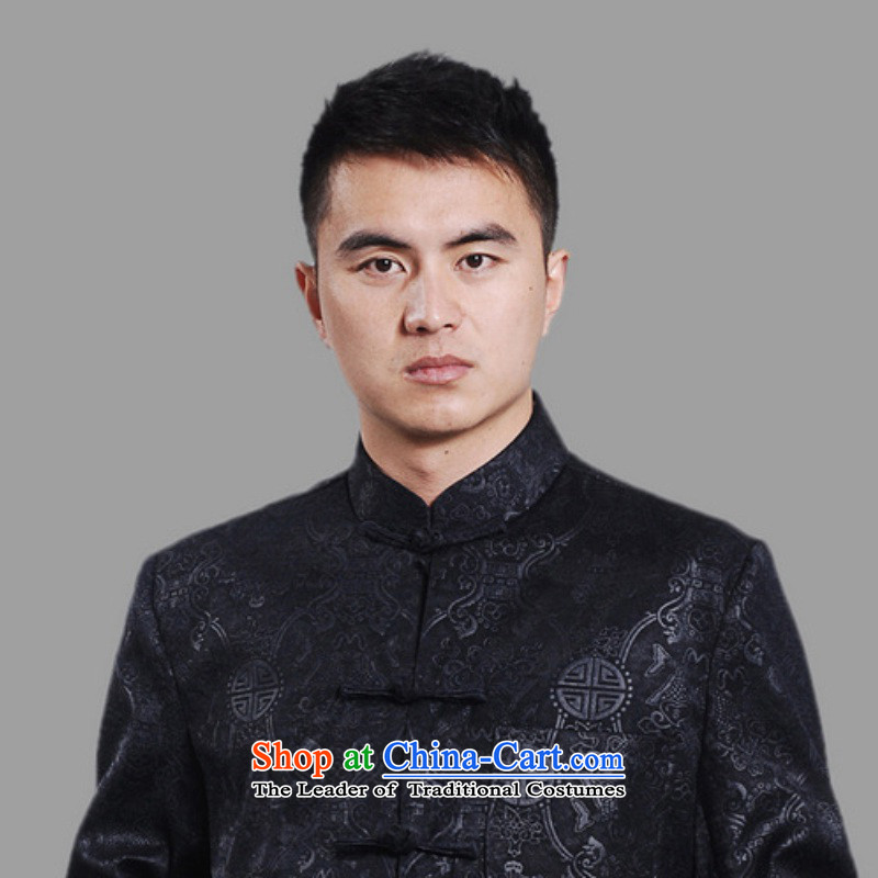 In accordance with the love of nostalgia for the ethnic Chinese in long-sleeved shirt improved Men's Mock-Neck Classic tray clip loaded father Tang jackets Lgd/m0043# -A Dark Blue M, in accordance with the Love l , , , shopping on the Internet