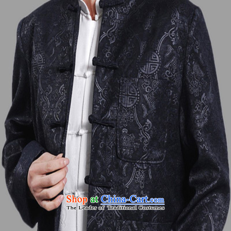 In accordance with the love of nostalgia for the ethnic Chinese in long-sleeved shirt improved Men's Mock-Neck Classic tray clip loaded father Tang jackets Lgd/m0043# -A Dark Blue M, in accordance with the Love l , , , shopping on the Internet