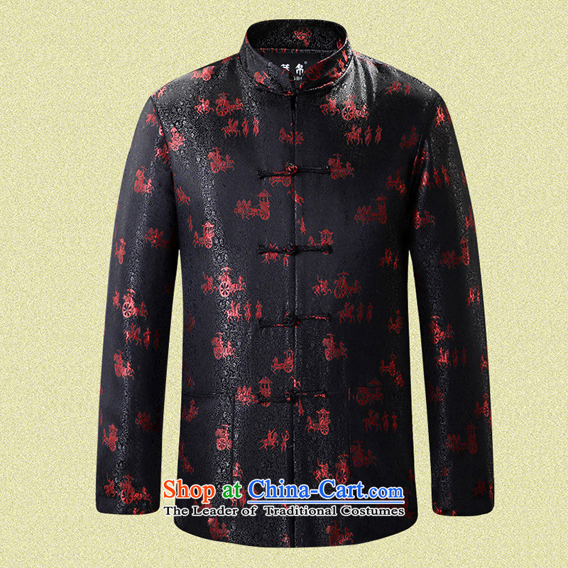 9The autumn and winter possession of Tang Dynasty cotton coat China wind loading large Chinese father grandfather code disk detained collar banquet black cotton 0753 175/L, Tibetan Silk , , , shopping on the Internet