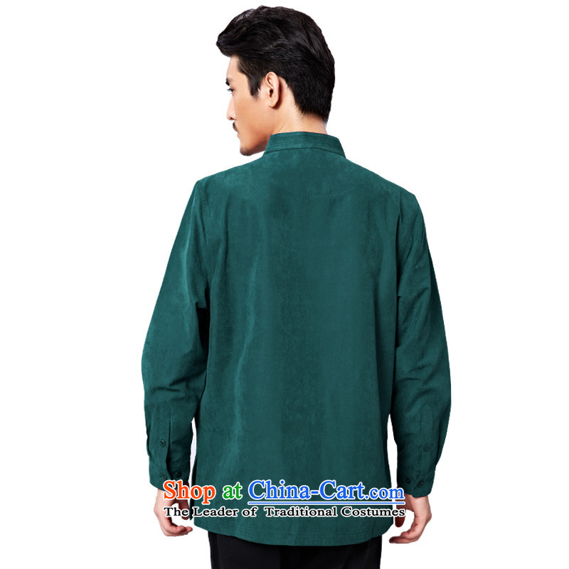 To Tang dynasty dragon autumn and winter, China wind men leisure long-sleeved shirt total blue-green white 46 to lung , , , shopping on the Internet
