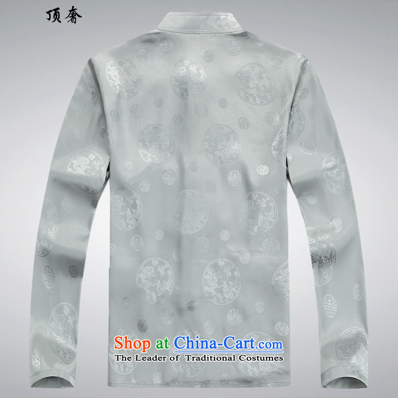 Top Luxury of older men Chun Tang dynasty in the summer and autumn of ethnic father Father casual China wind long-sleeved Kit - round dragon long-sleeved red kit Tang shirt plus 175 top luxury.... pants shopping on the Internet