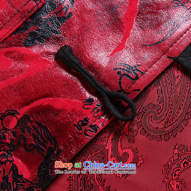 Genuine silk possession stamp male Tang dynasty cotton coat in older China wind Chinese collar disc detained banquet father red silk 190/XXXL, 0729-24-3555 possession shopping on the Internet has been pressed.