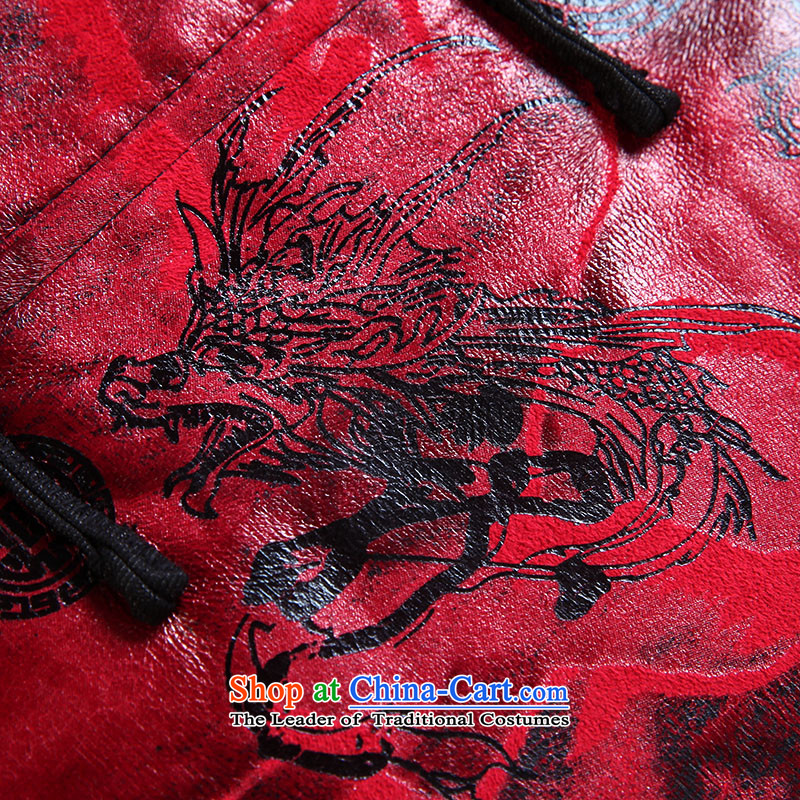 Genuine silk possession stamp male Tang dynasty cotton coat in older China wind Chinese collar disc detained banquet father red silk 190/XXXL, 0729-24-3555 possession shopping on the Internet has been pressed.