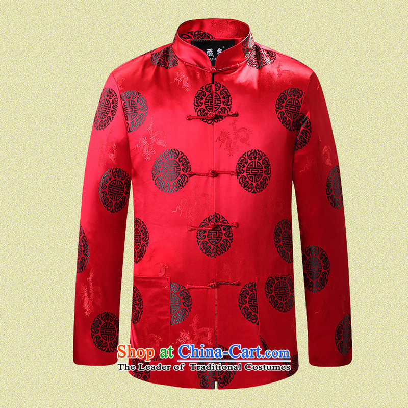 9The autumn and winter and possession of Tang Dynasty thin cotton service banquet older collar up large tie china wind Chinese national black cotton 0757 plus friendship has been pressed 180/XL, possession shopping on the Internet