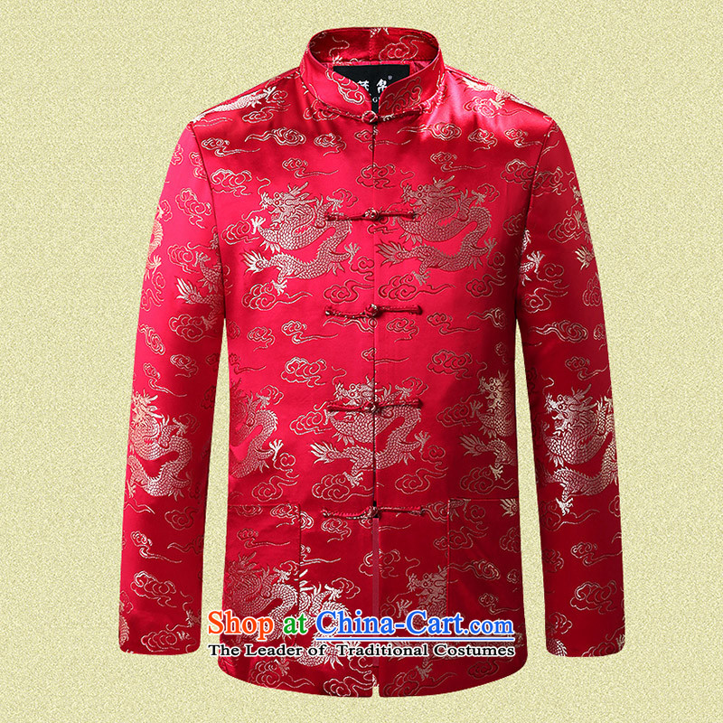 9The autumn and winter possession of Tang Dynasty Dinner celebration of national father replacing Chinese China wind cotton coat dragon design national chestnut horses black single yi 0789 190/XXXL, Tibetan Silk , , , shopping on the Internet