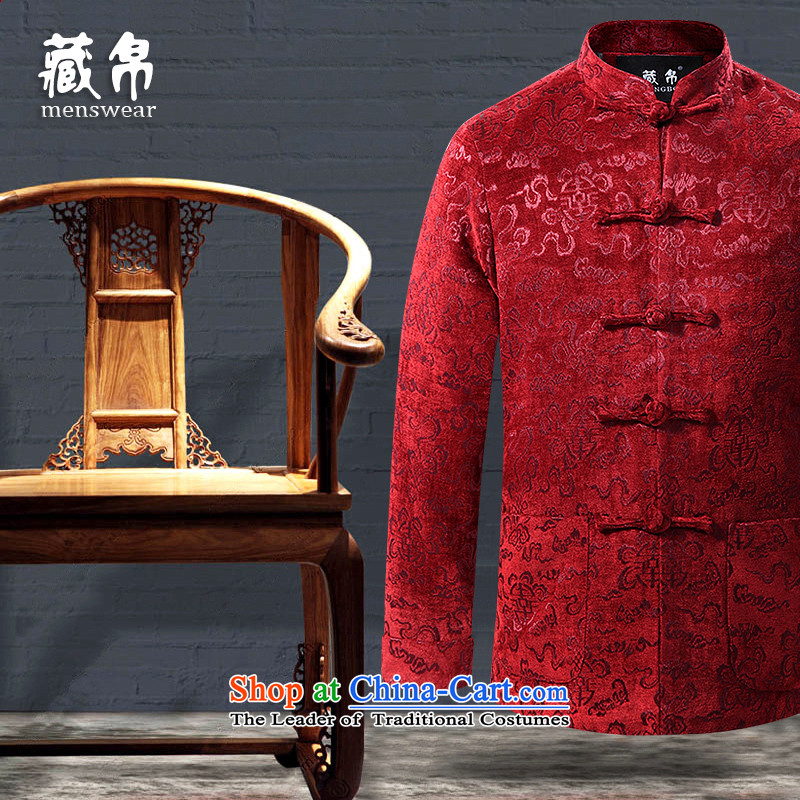 8D 2015 Fall/Winter Collections men Tang jackets banquet wedding large lounge offer clearance package mail middle-aged  at 0713 hours 180/XL, Tibetan Silk blue , , , shopping on the Internet