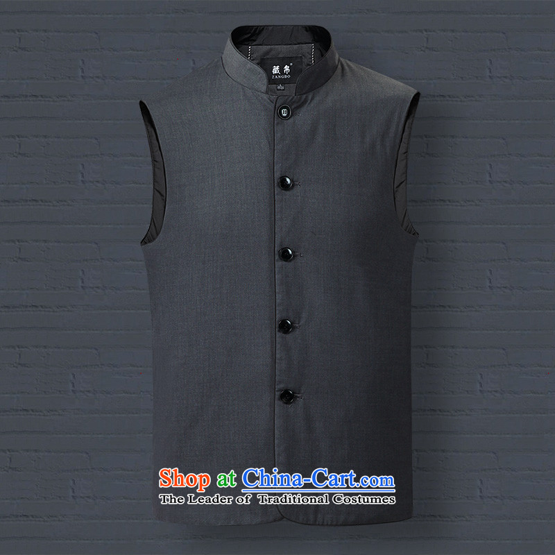8D 2015 Fall/Winter Collections of Tang Dynasty men vest in Kampala shoulder older thick warm and comfortable large traditional mail gray vest package 158628 175/L, Tibetan Silk , , , shopping on the Internet