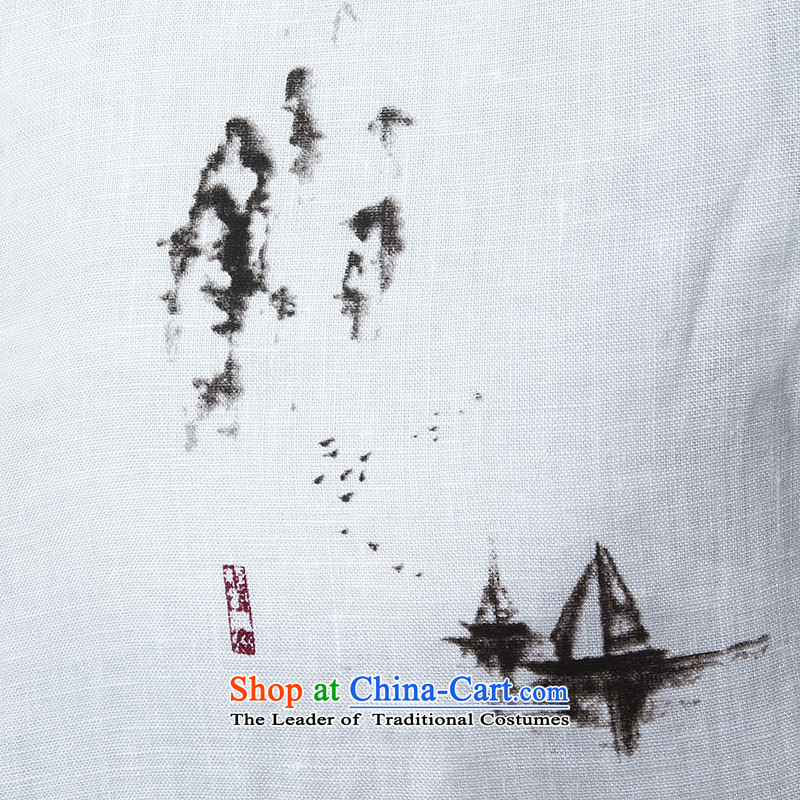 9autumn possession linen long sleeved shirt, forming the Netherlands Father Tang dynasty China wind in national costumes 158613 185/XXL, older white silk ,,, Tibet Online Shopping
