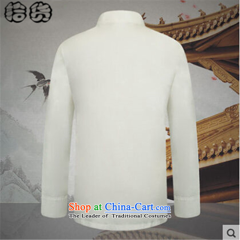 The 2015 autumn pick the new man in his grandfather father of older persons Tang blouses minimalist white men pure color shirt white XXXXL, leisure pickup (shihuo) , , , shopping on the Internet