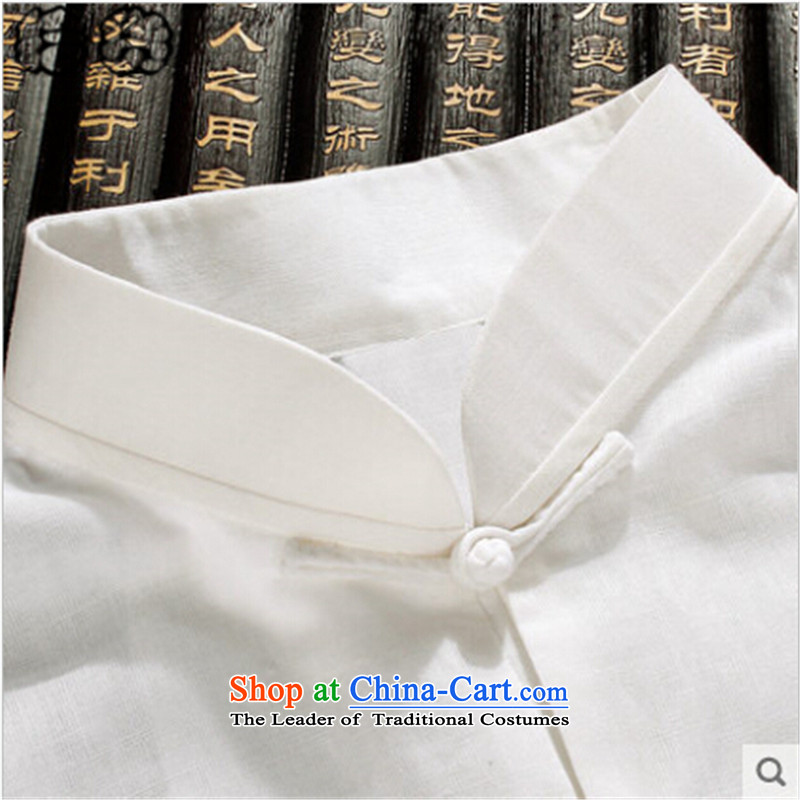 The 2015 autumn pick new men of older persons in the father grandfather replacing forming the cotton linen clothes Men's Mock-Neck Shirt with white linen white men S, pickup (shihuo) , , , shopping on the Internet