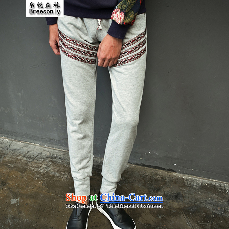 8Vpro Forest _breesonly_ national costumes men fall and winter new to xl streaks put casual pants?K28?Light Gray?XL