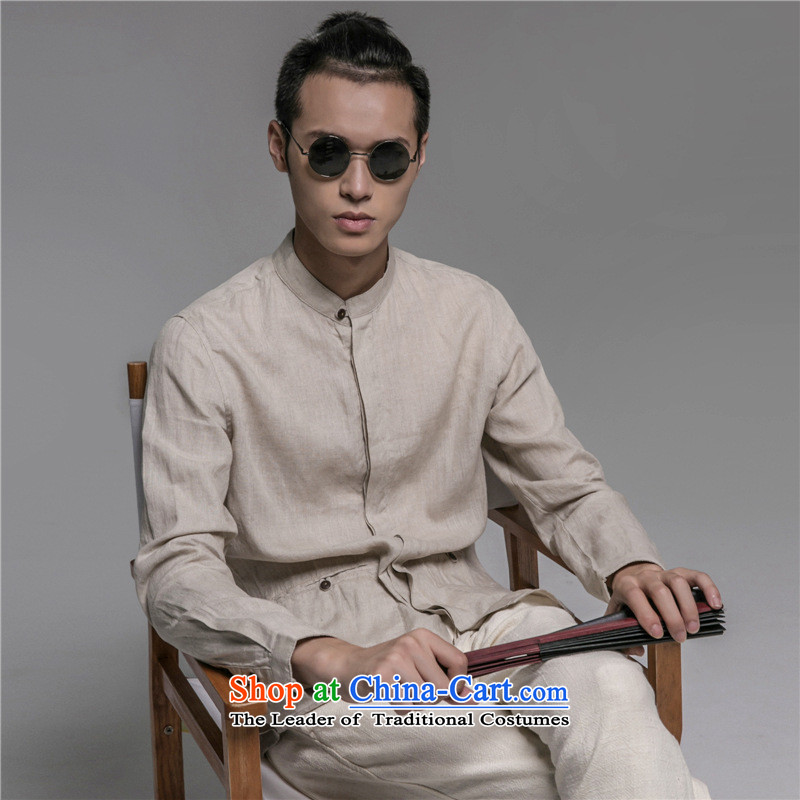Dan Jie Shi 2015 New China wind improved version of Tang Dynasty literary men and leisure boutique art shirt khaki 175/92, Dan Jie Shi (DAN JIE SHI) , , , shopping on the Internet